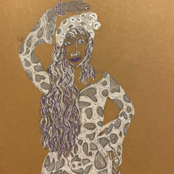 Unframed Original Art Drawing Illustration Fungi-rl Mushroom Gal - Picture 3 of 4